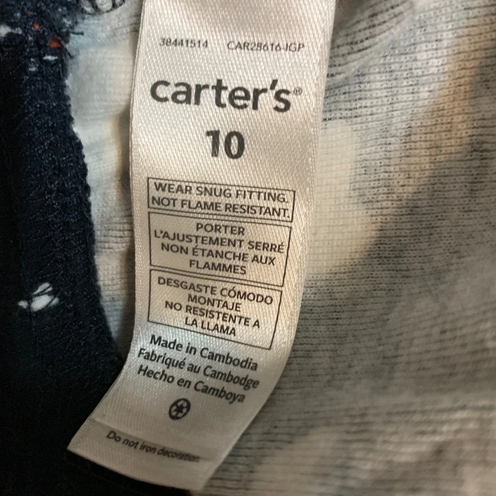 Carter's Pajama Pants Size 10 Kids Navy Ghost Heart Scary Sweet Halloween PJs